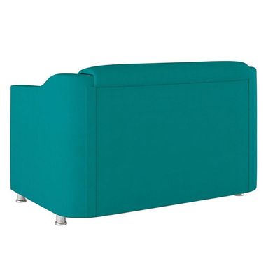Kit Sofá Namoradeira + 02 Poltrona Tilla Recepção Sala Suede azul Turquesa