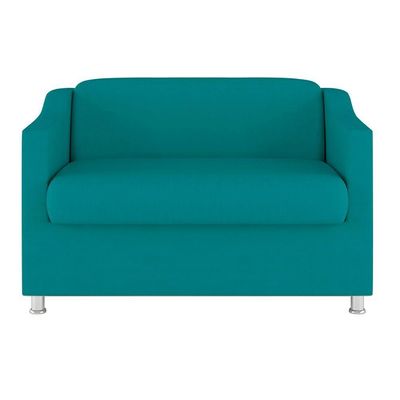 Kit Sofá Namoradeira + 02 Poltrona Tilla Recepção Sala Suede azul Turquesa