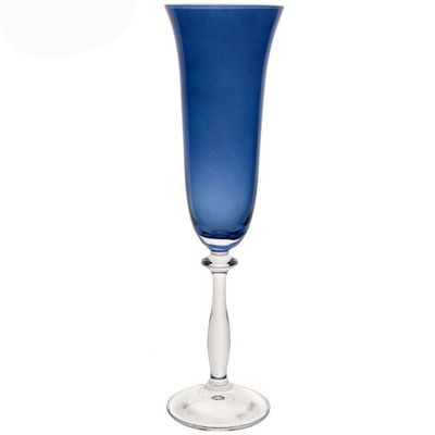 Conjunto de Taças para Champanhe Angela 190 ml em Cristal Ecológico 6 Peças Bohemia Azul