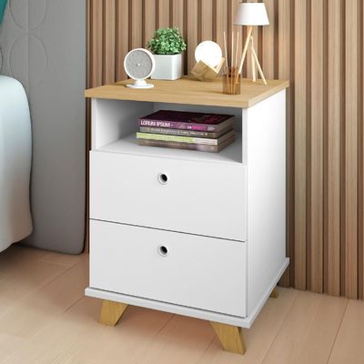 Kit 02 Gaveteiros Para Escritório Home Office 2 Gavetas Diem A02 Olmo Branco - Lyam Decor
