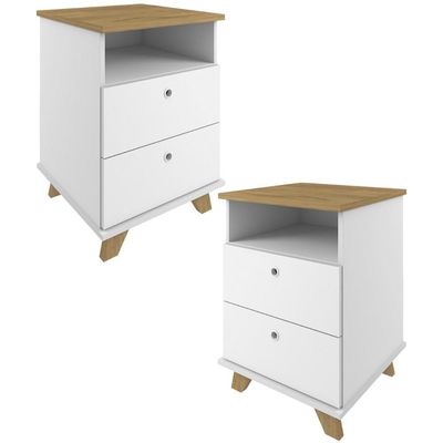 Kit 02 Gaveteiros Para Escritório Home Office 2 Gavetas Diem A02 Olmo Branco - Lyam Decor