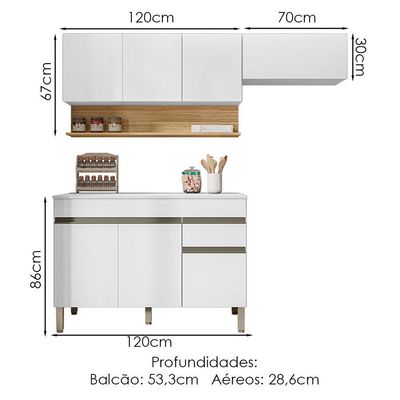 Cozinha Modulada 3 Pecas Balcao Com Tampo Line Ktp Supremo Cp Freijo