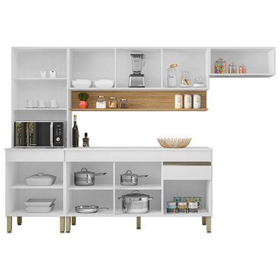 Cozinha Modulada 4 Pecas Com Balcao Tampo Line Supremo Cp Freijo Ktp