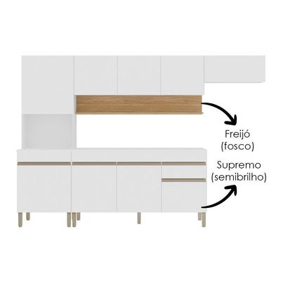 Cozinha Modulada 4 Pecas Com Balcao Tampo Line Supremo Cp Freijo Ktp