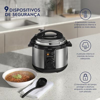 Panela de Pressão Elétrica Electrolux por Rita Lobo 3L Preta Efficient c/ Timer (PCE15) 220V