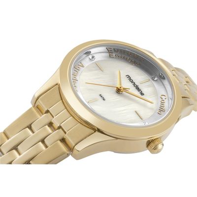 Relogio Mondaine Feminino Ref: 32965lpmkde1 Dourado + Semijoia