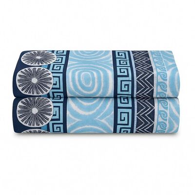 Lençol De Cima Avulso Luar Estampado King 01 Peça Malha 100% Algodão - Azul Marinho Geométrico