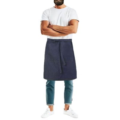 Avental de Cintura e Bandana Jeans Barista Garçom Bar Azul