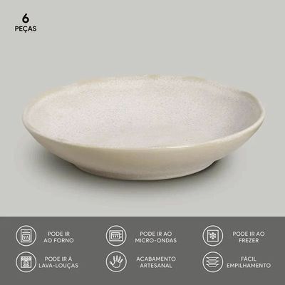 Conjunto de Pratos Fundos Porto Brasil Bio Latte 1,1 litros 6 Peças Off White