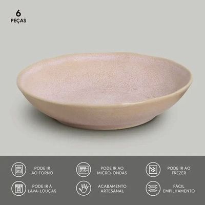 Conjunto de Pratos Fundos Porto Brasil Bio Litchi 1,1 litros 6 Peças Rosa