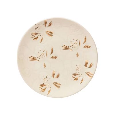 Aparelho de Jantar Unni Orquídea Cerâmica Estampada Marrom/Off White 20 Peças Oxford Marrom/Off White/Savana