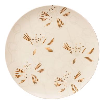 Aparelho de Jantar Unni Orquídea Cerâmica Estampada Marrom/Off White 20 Peças Oxford Marrom/Off White/Savana