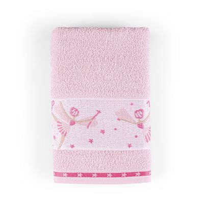 Toalha de Banho Infantil Pitico 1,15m x 75cm 100% Algodão Macio - Bailarina Rosa