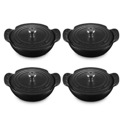 CONJUNTO 4 PANELAS BUFFET LE CREUSET GOURMAND COM TAMPA 13CM EM FERRO FUNDIDO BLACK MATTE 21502130000425