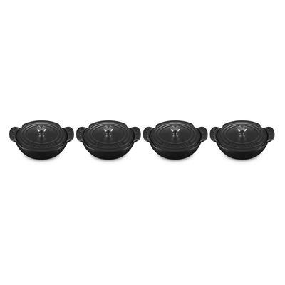 CONJUNTO 4 PANELAS BUFFET LE CREUSET GOURMAND COM TAMPA 13CM EM FERRO FUNDIDO BLACK MATTE 21502130000425