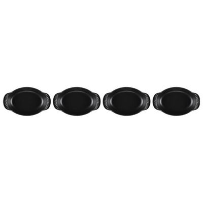 CONJUNTO 4 ASSADEIRAS LE CREUSET OVAL GOURMAND 15CM EM FERRO FUNDIDO BLACK MATTE 20503150000425