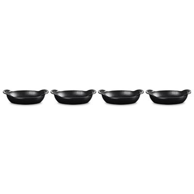 CONJUNTO 4 ASSADEIRAS LE CREUSET OVAL GOURMAND 15CM EM FERRO FUNDIDO BLACK MATTE 20503150000425
