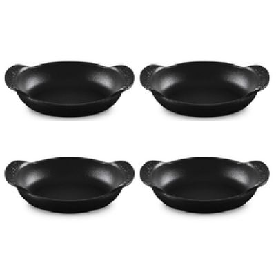 CONJUNTO 4 ASSADEIRAS LE CREUSET OVAL GOURMAND 15CM EM FERRO FUNDIDO BLACK MATTE 20503150000425