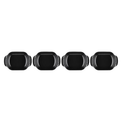 CONJUNTO 4 ASSADEIRAS LE CREUSET RETANGULAR GOURMAND 13CM EM FERRO FUNDIDO BLACK MATTE 20504130000425