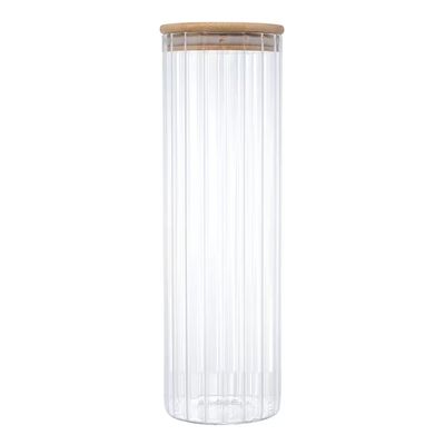 Porta Mantimento Vidro Borossilicato Tampa Bambu 1,3L Wolff Transparente