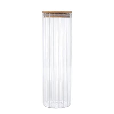 Porta Mantimento Vidro Borossilicato Tampa Bambu 1,3L Wolff Transparente