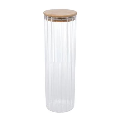 Porta Mantimento Vidro Borossilicato Tampa Bambu 1,3L Wolff Transparente