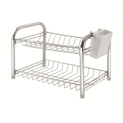 Escorredor de Louça Duplo 12 Pratos Desmontável Porta Talher Plástico Branco Secador Cozinha