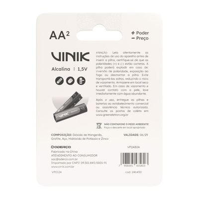 Pilha Alcalina Aa C-2 1.5v - Vp2ab2a