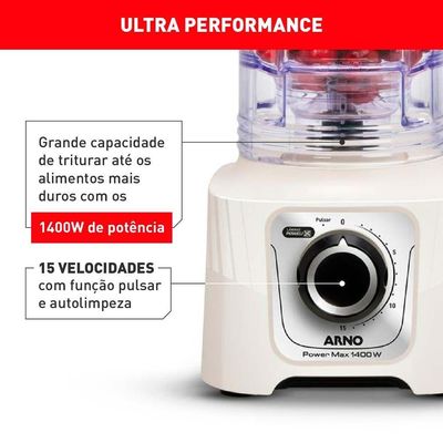 Liquidificador Arno Power Max 1400W Marfim LN64 220V