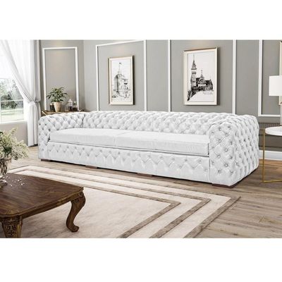 Sofá 4 Lugares Astúria 260cm Couro l Branco Fosco
