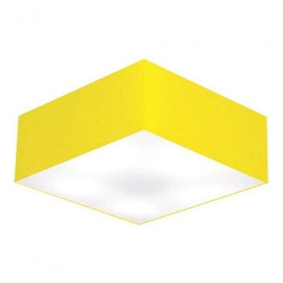 Plafon Quadrado Vivare Md-3001 Cúpula Em Tecido 12/35x35cm - Bivolt Amarelo 127/220v