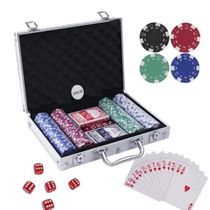 Maleta De Poker Profissional Com 200 Fichas Alumínio Luxo Completo Com Baralhos E Dados