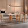 Mesa Noronha 180cm Tampo Com Vidro Laqueado Com 6 Cadeiras Linho Premuim Imbuia Natural Off White