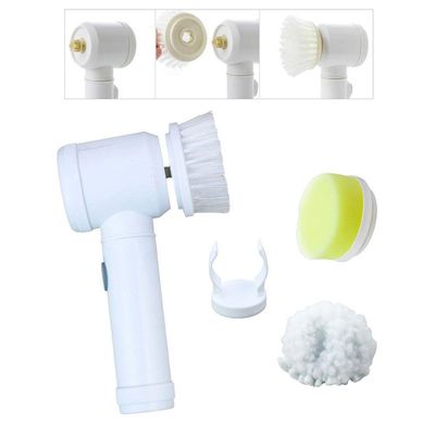 Escova De Limpeza Eletrica Com 3 Cabeças Usb Recarregavel Giratorio Mini