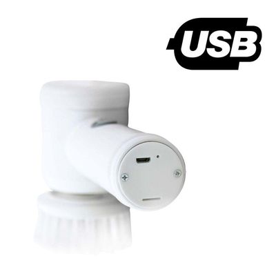 Escova De Limpeza Eletrica Com 3 Cabeças Usb Recarregavel Giratorio Mini