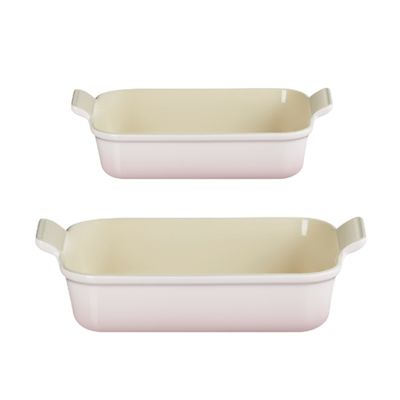 KIT LE CREUSET 2 TRAVESSAS RETANGULARES HERITAGE 26 E 32CM SHELL PINK