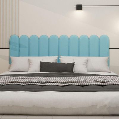 Cabeceira Nuvem Estofada King Size 10 Placas Em Suede 45cm Azul Bebe