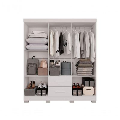 Guarda-roupa Casal 6 Portas 2 Gavetas Com Espelho Estrela Premium Salleto Branco
