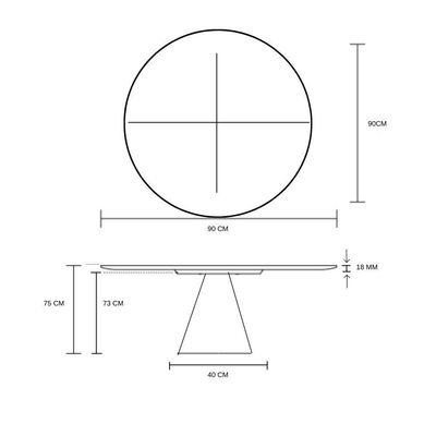 Mesa de Jantar Cone 90 cm Freijó Branco