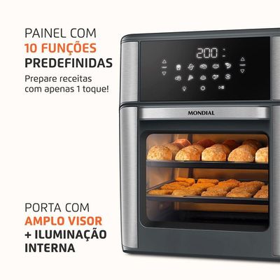 Fritadeira Air Fryer Forno Oven 12L Mondial Cinza/inox 2000W AFON-12L-GI 110V
