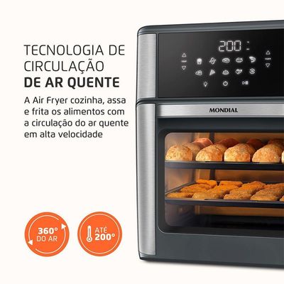 Fritadeira Air Fryer Forno Oven 12L Mondial Cinza/inox 2000W AFON-12L-GI 110V