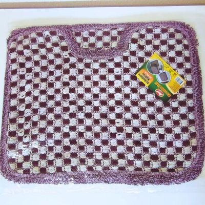 Kit 3 Peças De Tapete Banheiro Algodão 100% Tamanho 50x40cm Para Piso Chão Estampado E Liso Roxo Liso