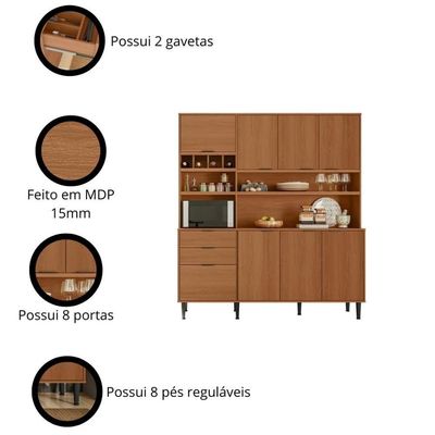 Kit Cozinha Compacta Viena 8 Portas E 2 Gavetas Lukaliam Móveis Jequitiba Jequitiba