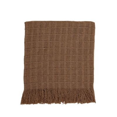 Xale Rubi 1,70m x  1,40m Com Franja Para Sofá Cama 100% Algodão 01 Peça - Avelã