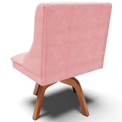 Cadeira Decorativa Sala de Jantar Base Giratória de Madeira Firenze Suede Rosa Bebê/Natural G19 - Gran Belo