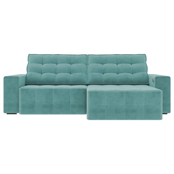 Sofá Retrátil com USB 214cm Elliot Suede Turquesa - Gran Belo