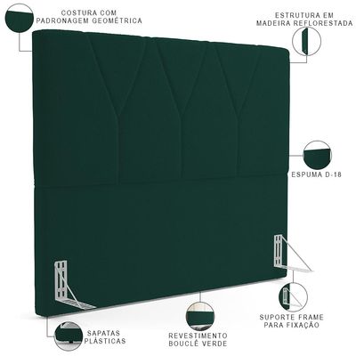 Cabeceira Cama Box Casal 140 cm Aurora W01 Bouclê Verde - Lyam Decor
