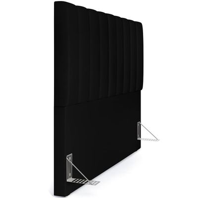 Cabeceira Cama Box Casal King 195 cm Dália W01 Suede Preto - Lyam Decor