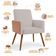 Kit 04 Poltronas Decorativa Maria W01 Pés Palito Linho Bege Couríssimo Camel - Lyam Decor