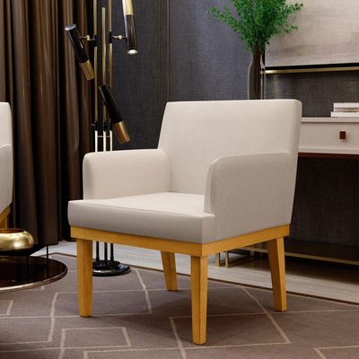 Kit 02 Poltronas Decorativas Para Sala de Estar e Recepção Beatriz W01 Linho Cru - Lyam Decor